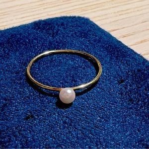 Handmade freshwater pearl ring with 10k gold